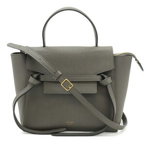 CELINE Belt Bag Nano Handbag Shoulder Leather Gray 189003
